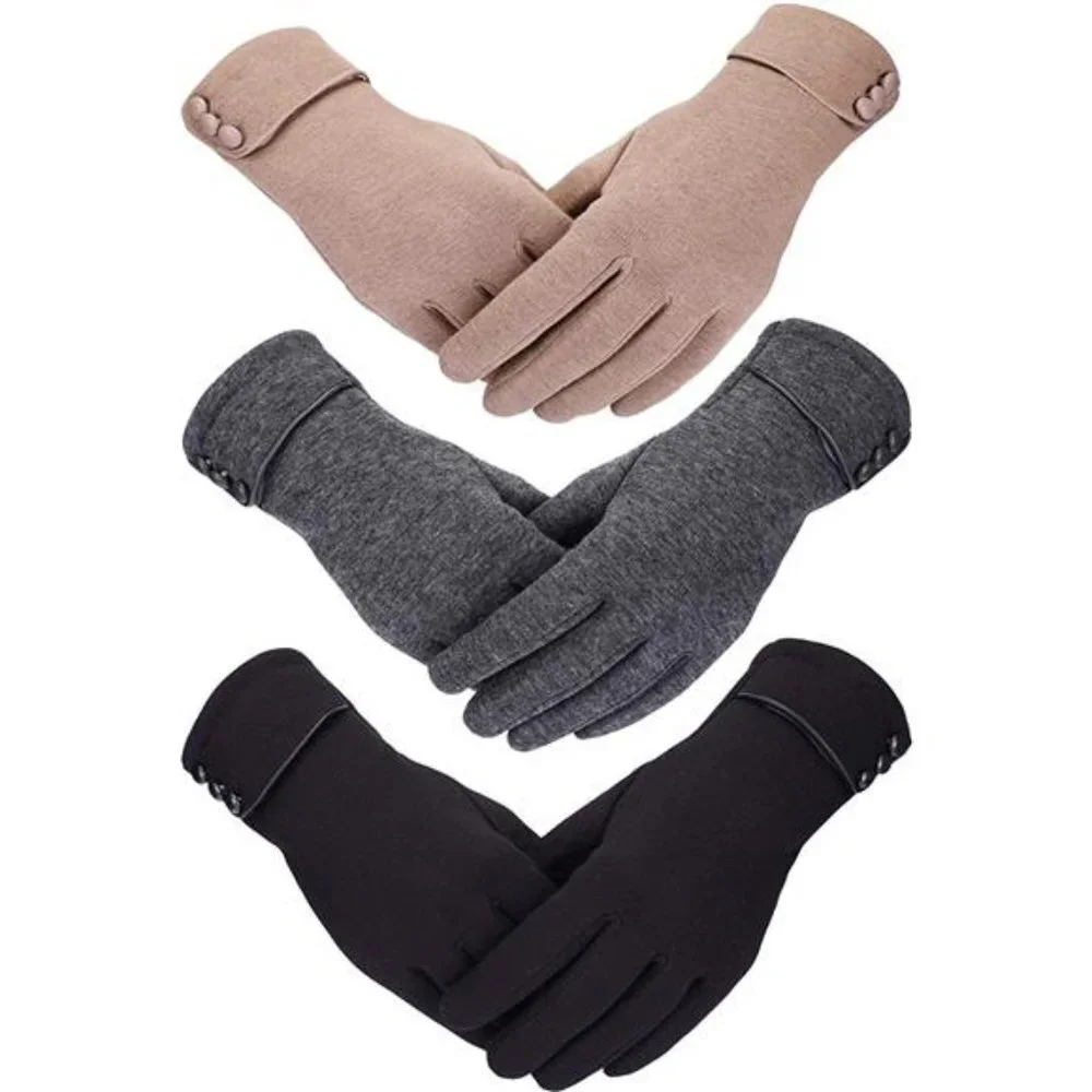 3 Pairs Women Winter Gloves Warm Touchscreen Gloves Windproof